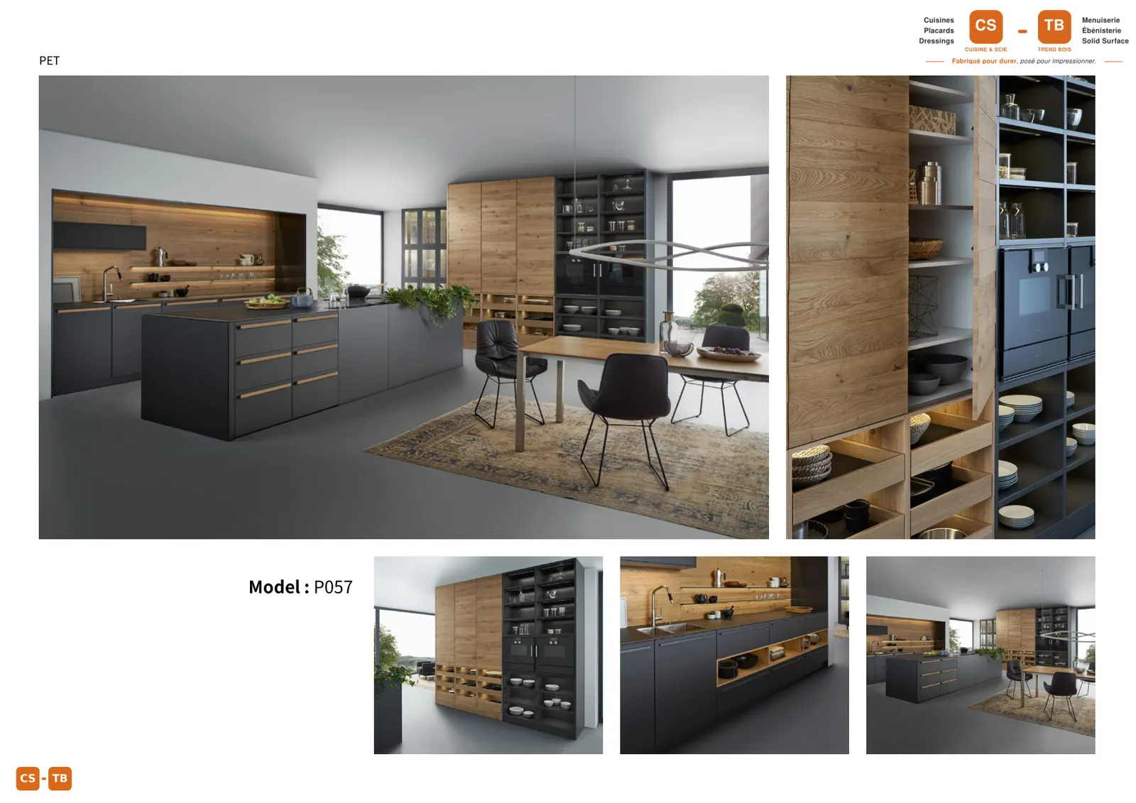 Cuisine P057 - Armoires de cuisine Trend Bois Maroc