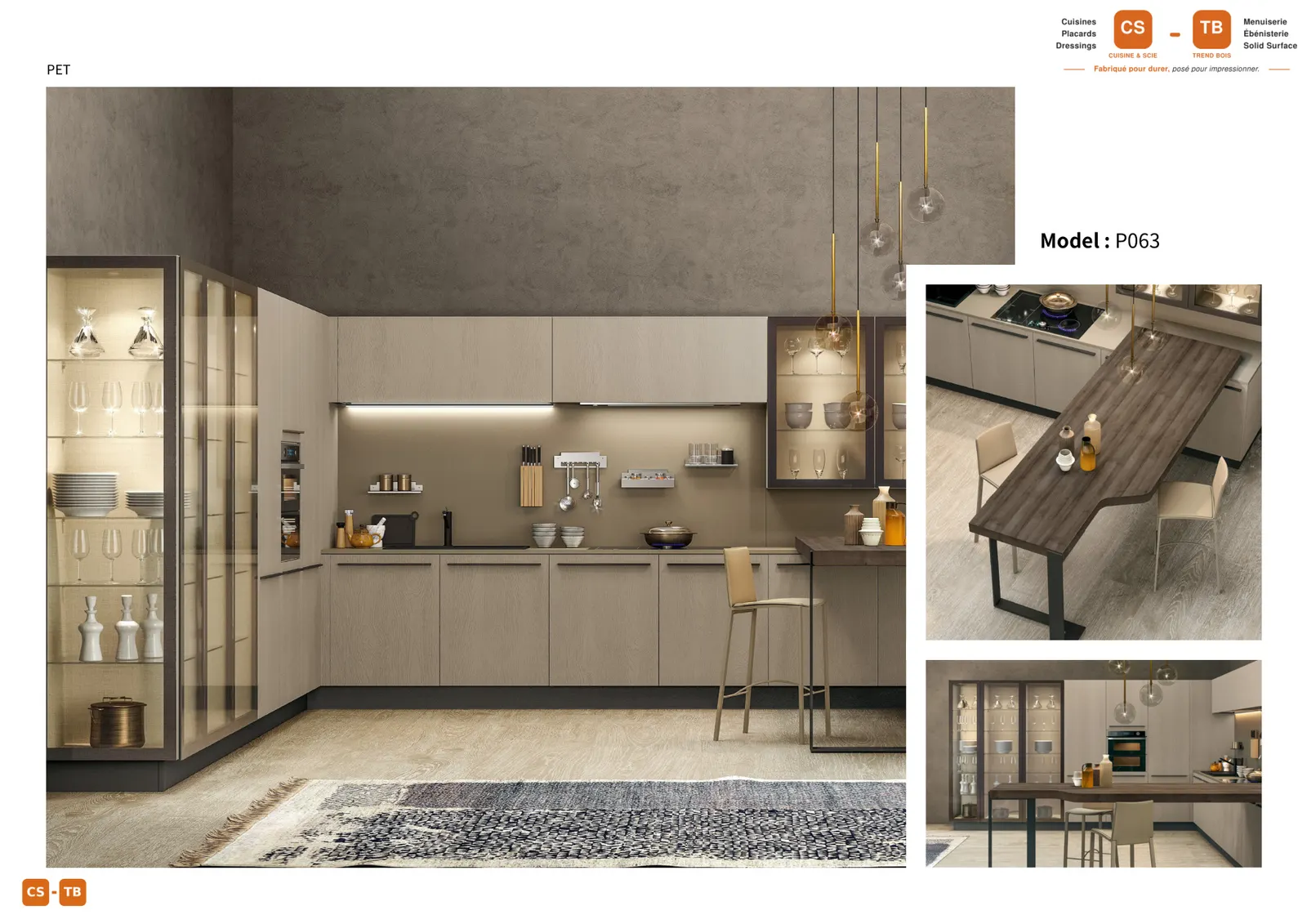 Cuisine P063 - Armoires de cuisine Trend Bois Maroc