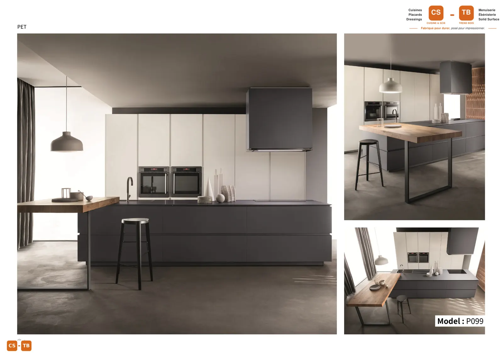 Cuisine P099 - Armoires de cuisine Trend Bois Maroc