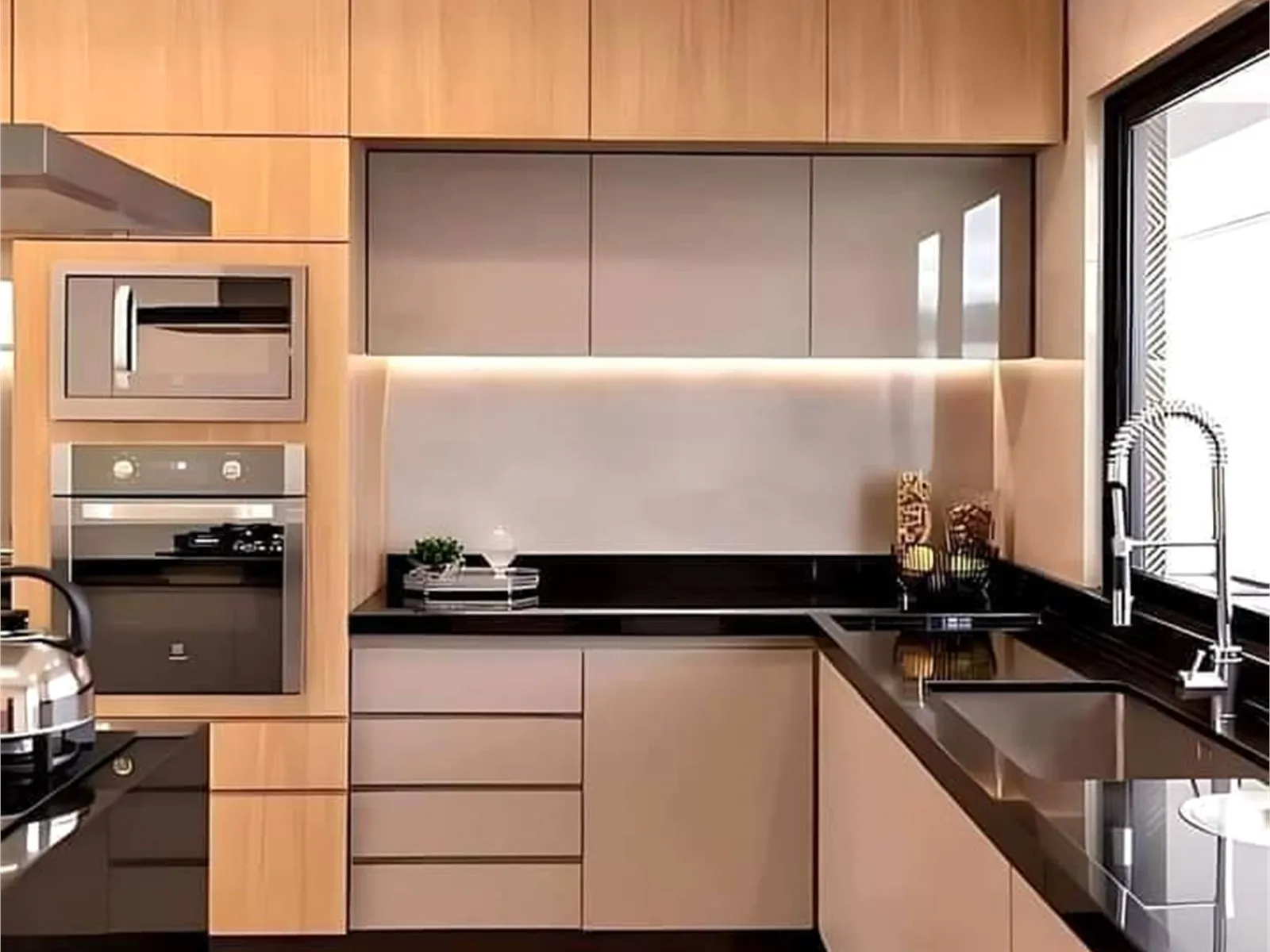 Cuisine en mélamine boisée sur mesure — menuiserie Trend Bois